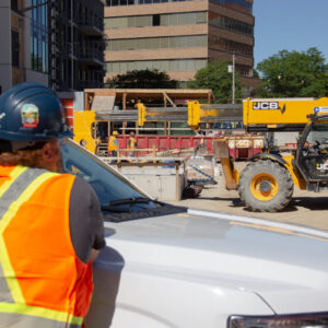 construction man with a JCB equipment
