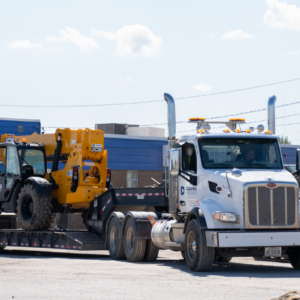cooper delivery truck with equipment on it